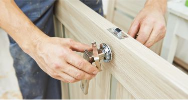 technician with a door